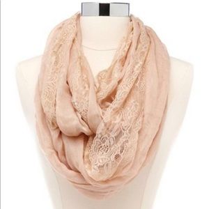 lace trim lightweight infinity scarf